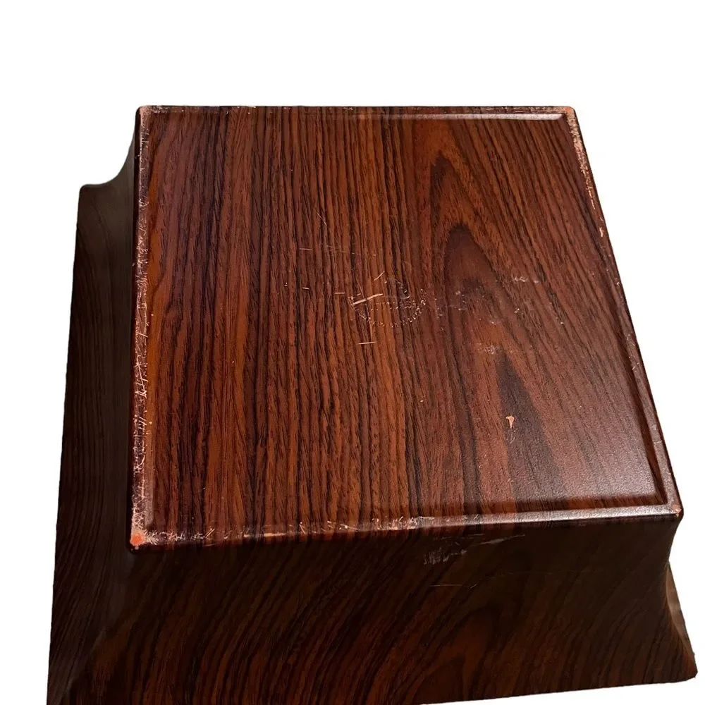 Vintage MCM Tuttocasa Orange Faux Wood Square Dip & Chip Dish Melamine